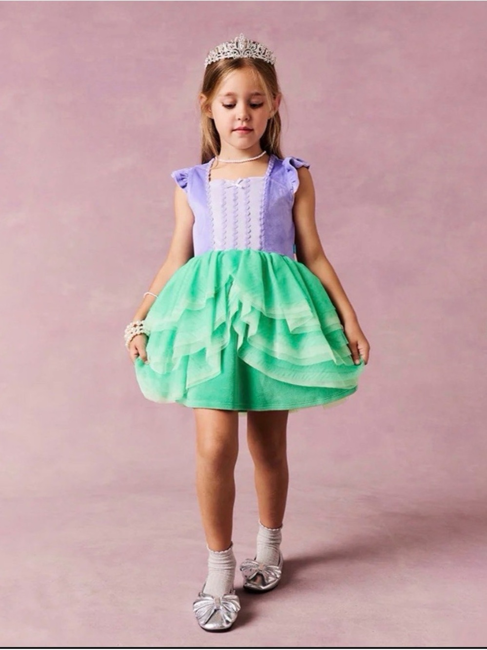 Perfectly Posh Lavender and Mint Layered Tulle Party Dress